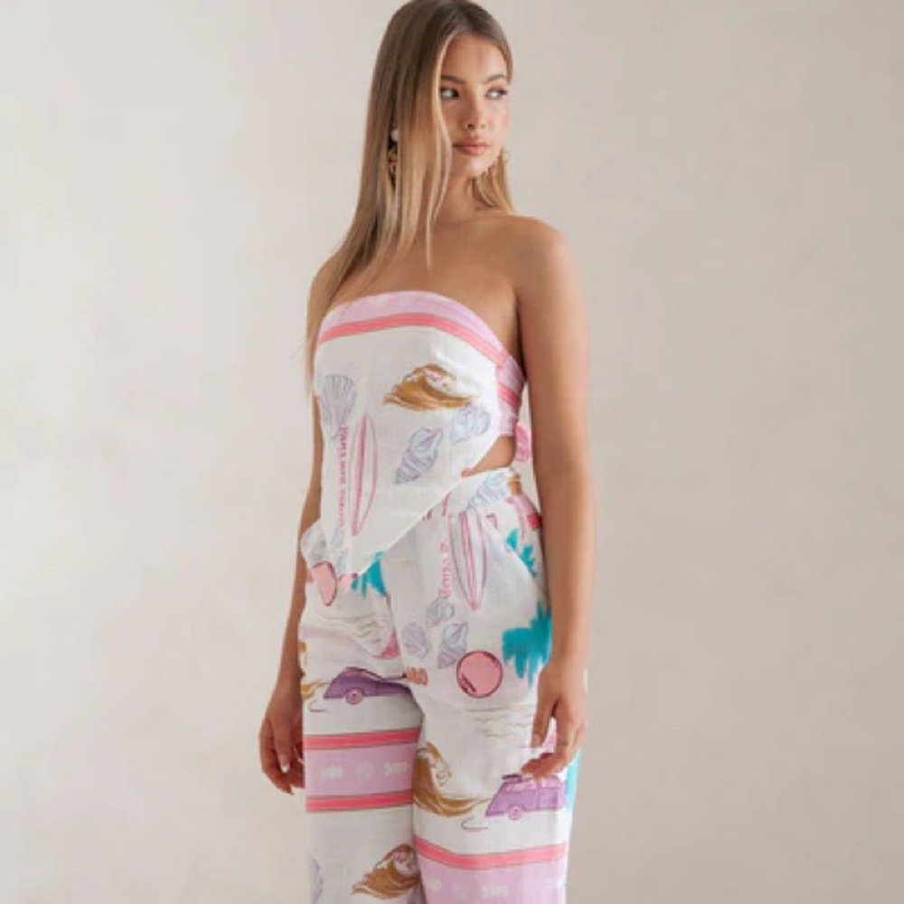 Sabo Skirt Pink and White Crop Top